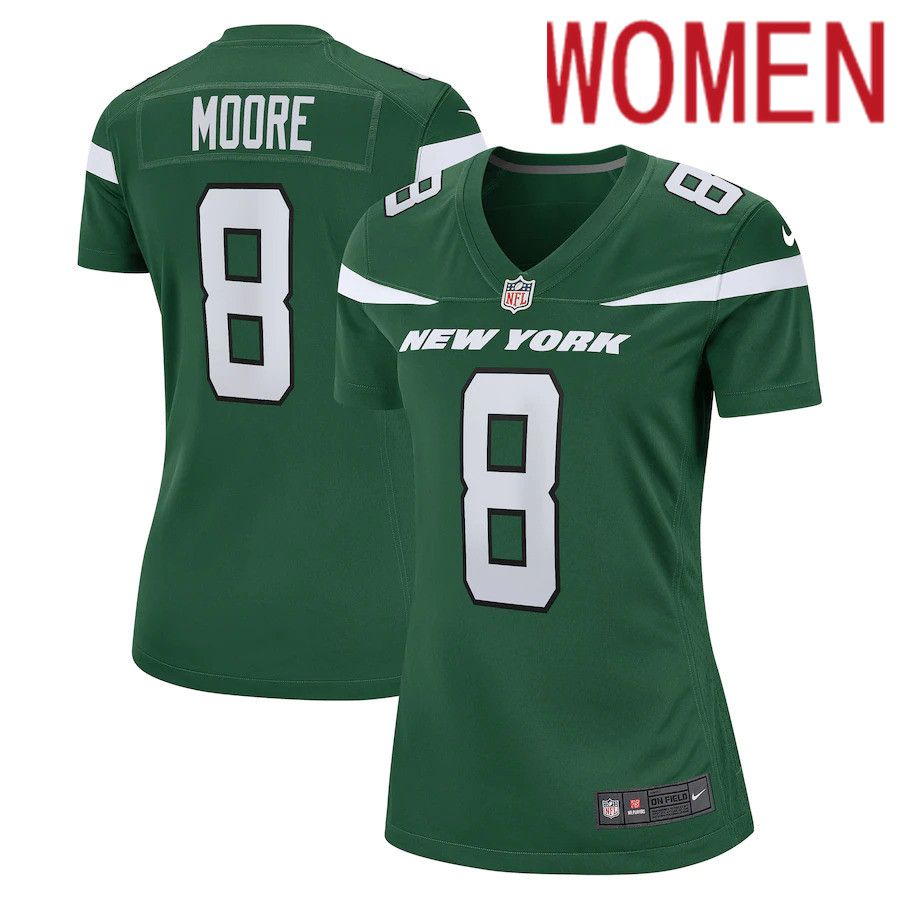 Women New York Jets #8 Elijah Moore Nike Gotham Green Game Player NFL Jersey
